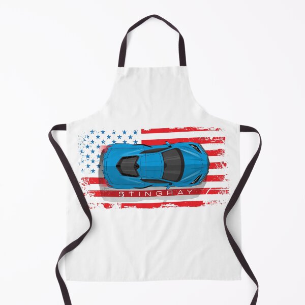 Item preview, Blue Chevy Corvette C8 American Flag Illustration designed and sold by blackdogshop.