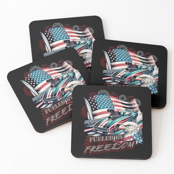 Item preview, Fueled By Freedom USA American Flag 4th of July Eagle Independence Day Drag Racing Motorsports Car Racing Racetrack Patriotic designed and sold by CarantinedChaos.