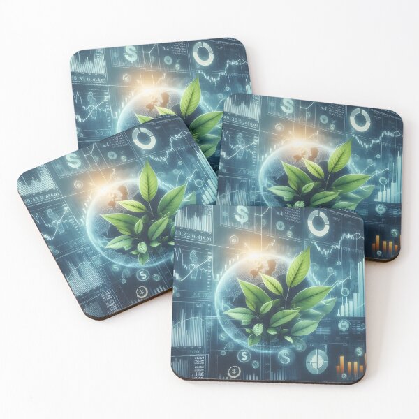 Item preview, Green Growth Financial Charts with Fresh Leaves - Environmental Investment & Sustainable Economy Art Print designed and sold by ManeeStore.