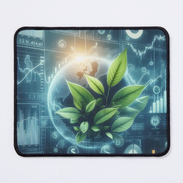 Item preview, Green Growth Financial Charts with Fresh Leaves - Environmental Investment & Sustainable Economy Art Print designed and sold by ManeeStore.