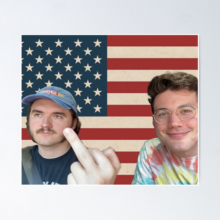 Ted Nivison and Jschlatt American Flag Poster