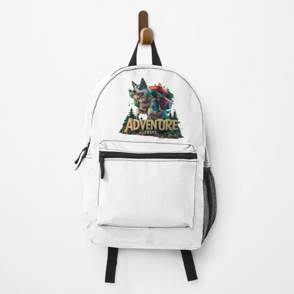Item preview, Adventure Awaits Bold Dog with Hiking Gear designed and sold by deluxedigital1.