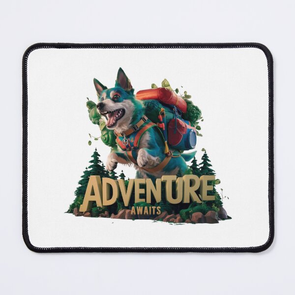 Item preview, Adventure Awaits Bold Dog with Hiking Gear designed and sold by deluxedigital1.
