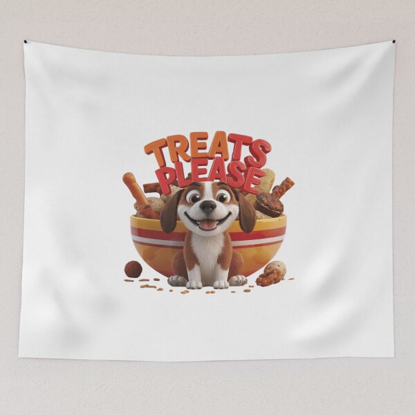 Item preview, Treats Please Playful Dog with Bowl of Treats designed and sold by deluxedigital1.