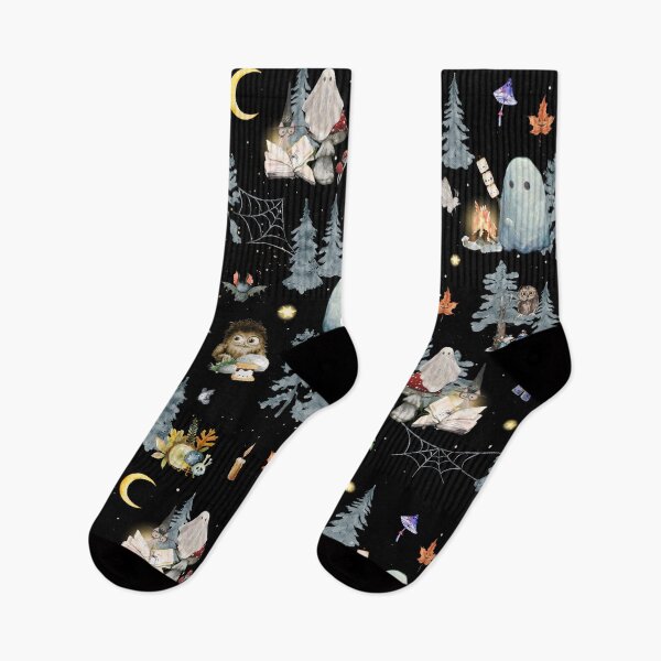 Item preview, Cute Cottagecore Halloween Camping Ghosts designed and sold by Laura Lise Wong.