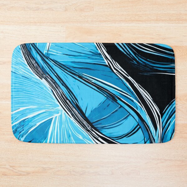 Item preview, blue fabric oblique striped black white designed and sold by janjacbu.