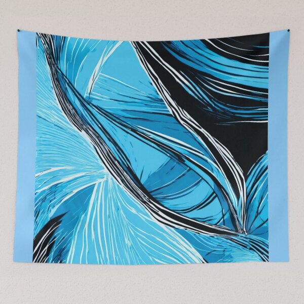Item preview, blue fabric oblique striped black white designed and sold by janjacbu.