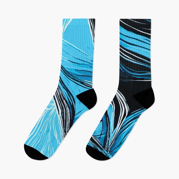 Item preview, blue fabric oblique striped black white designed and sold by janjacbu.