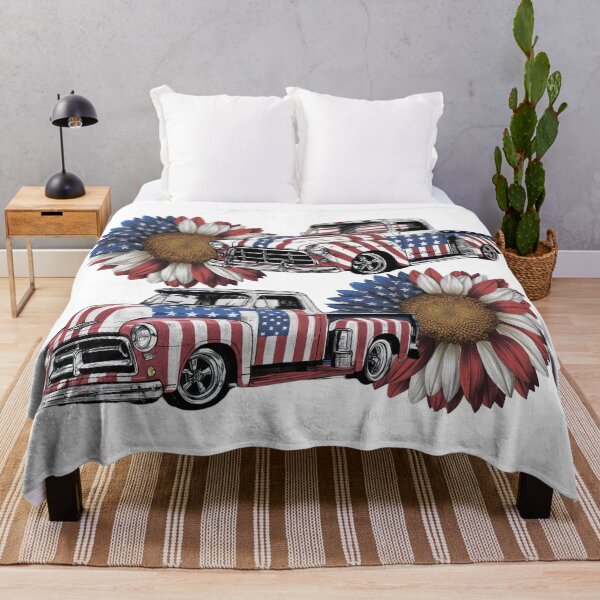 Item preview, Sunflowers and old American cars in the colors of the American flag. I voted designed and sold by MagelliShop.
