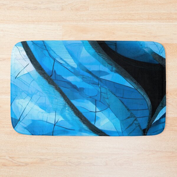 Item preview, blue fabric with black stripes and black veins designed and sold by janjacbu.
