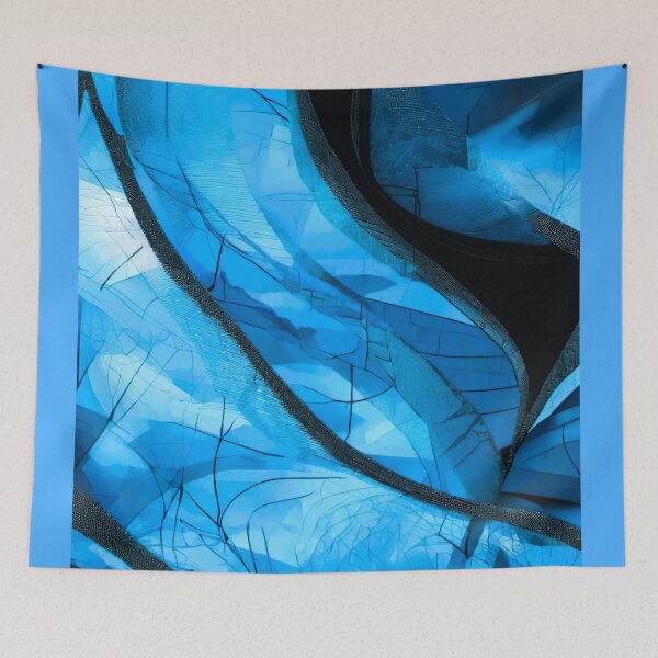 Item preview, blue fabric with black stripes and black veins designed and sold by janjacbu.