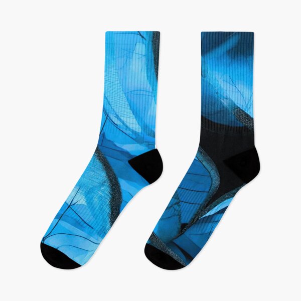 Item preview, blue fabric with black stripes and black veins designed and sold by janjacbu.