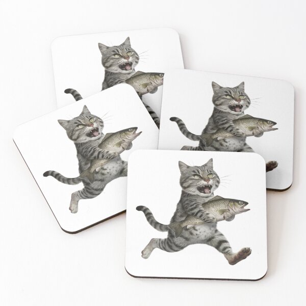 Item preview, A cat is running with Fish designed and sold by nimmitrends.