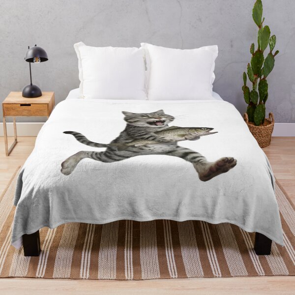 Item preview, A cat is running with Fish designed and sold by nimmitrends.