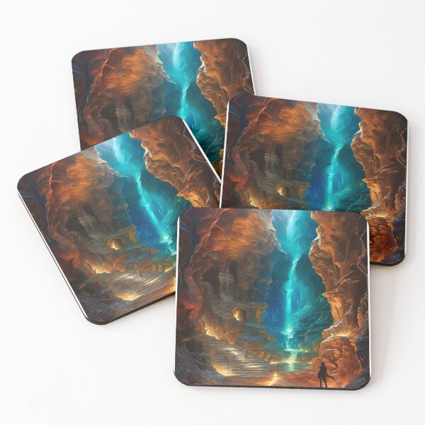 Item preview, Exploring the Cavern Waterfall - Dark Fantasy Art concept designed and sold by Delerat7.