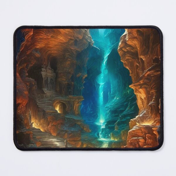 Item preview, Exploring the Cavern Waterfall - Dark Fantasy Art concept designed and sold by Delerat7.