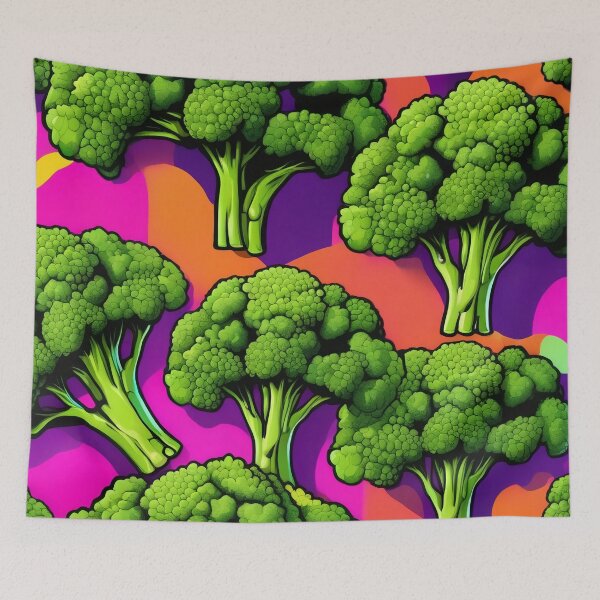 Item preview, Colorful 70s Broccoli Healthy Vegetable Allover Pattern designed and sold by DreamCraze.