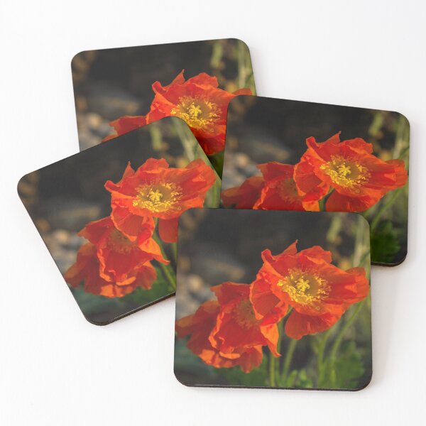 Item preview, Crushed Silk Petals - Three Red Poppies Glowing in a Shady Garden  designed and sold by Georgia Mizuleva.