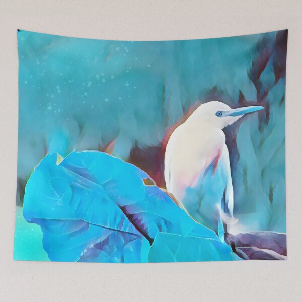 Aperçu de l'œuvre Bird on a turquoise background  créée et vendue par clarazen.