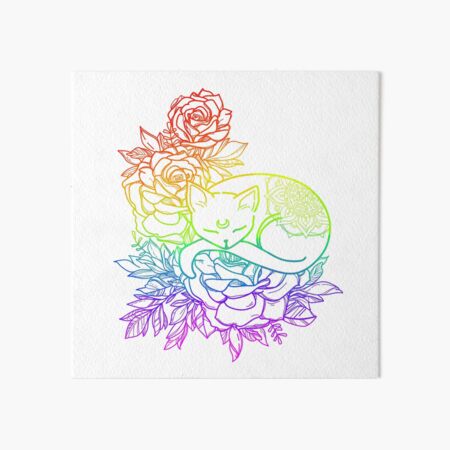 Rainbow Mandala Cat Art Board Print