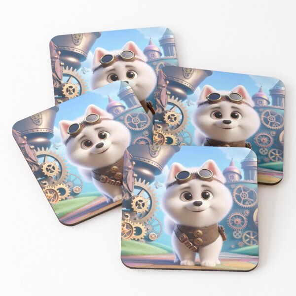 Item preview, Steampunk American Eskimo Dog in a Gear-Filled Wonderland designed and sold by Sillytoe.