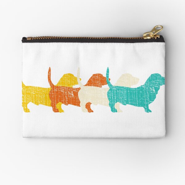 Retro Basset Hounds Zipper Pouch