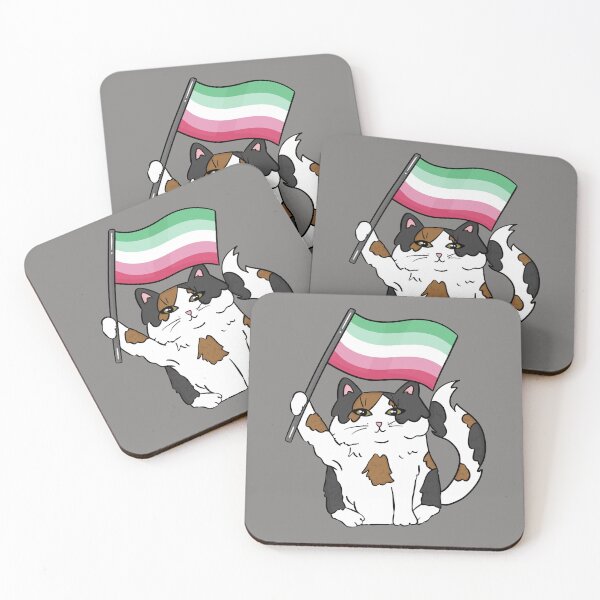 Item preview, Abrosexual Pride Cat High-Quality Art LGBTQIA Equality Flag Proud LGBT Pink Green White Calico Cute designed and sold by familiarsadie.