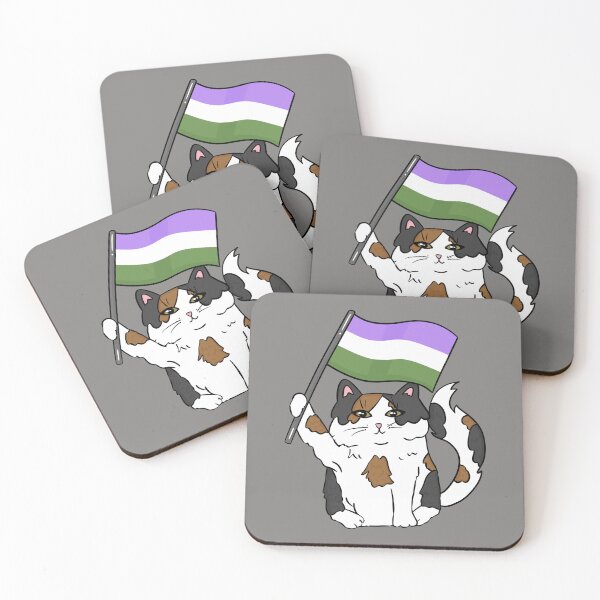 Item preview, Genderqueer Pride Cat High-Quality Art LGBTQIA Equality Flag Proud LGBT Identity Marilyn Roxie Purple designed and sold by familiarsadie.