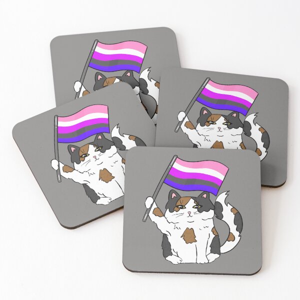Item preview, Genderfluid Pride Cat High-Quality Art LGBTQIA Equality Flag Proud LGBT Identity Changing Fluidity designed and sold by familiarsadie.