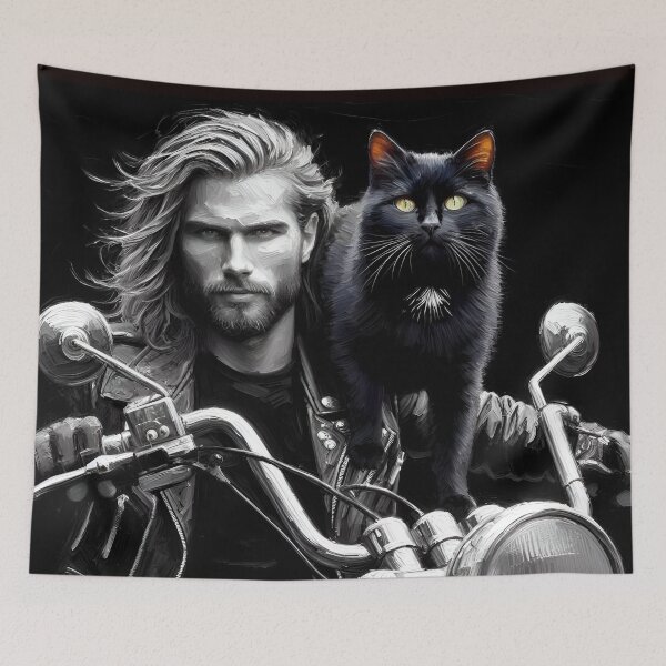 Item preview, Motorcyclist with a Cat designed and sold by Jurand  Creations.
