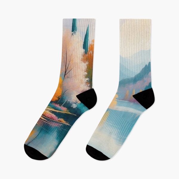 Item preview, Lakeside Serenity in Autumn: A Symphony of Colorful Tranquility designed and sold by ArtComixHaven.