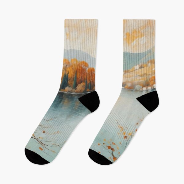 Item preview, Autumn Whisper: Reflective Waters and Golden Hillside Serenity designed and sold by ArtComixHaven.