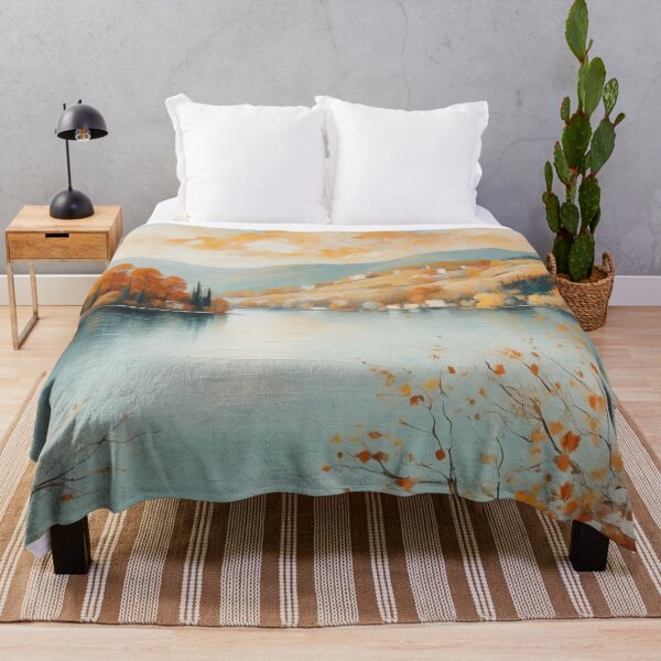 Item preview, Autumn Whisper: Reflective Waters and Golden Hillside Serenity designed and sold by ArtComixHaven.