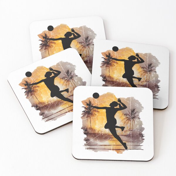 Item preview, Watercolor Volleyball jumping girl woman summer beach palm  designed and sold by SOUFIANE1991.