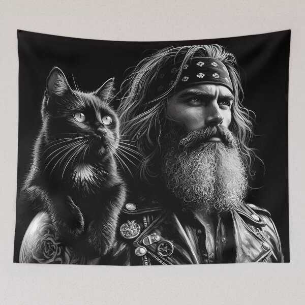 Artikelvorschau, Rockman mit Katze entworfen und verkauft von Jurand  Creations.