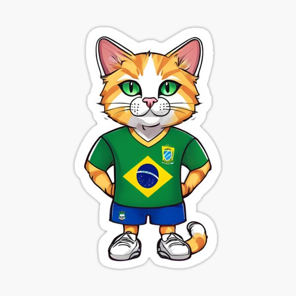 Item preview, BRAZIL Sports Team: a Cat wearing colours of Brazilian Flag D08 designed and sold by PerfectDay2Play.