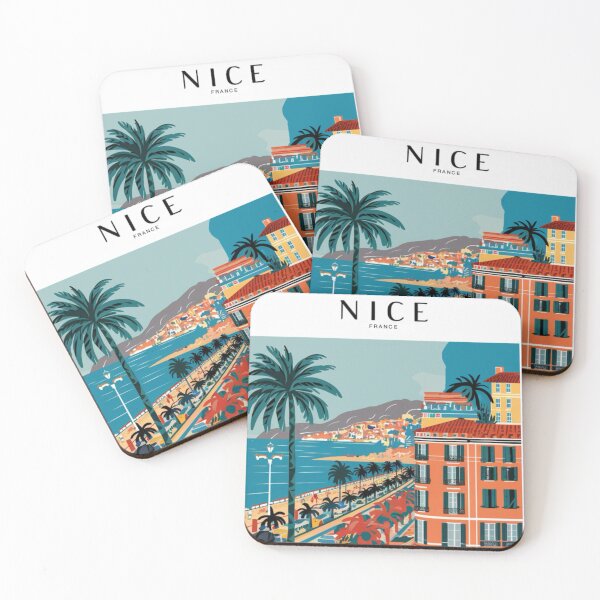 Item preview, Nice, France. Vibrant and Colorful StreetScape Travel Poster.  Abstract Art By Carraann  designed and sold by CARRAANN.