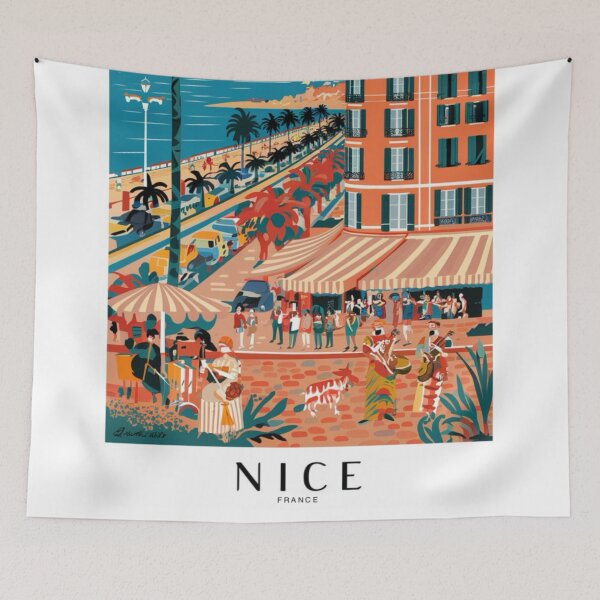 Item preview, Nice, France. Vibrant and Colorful StreetScape Travel Poster.  Abstract Art By Carraann  designed and sold by CARRAANN.