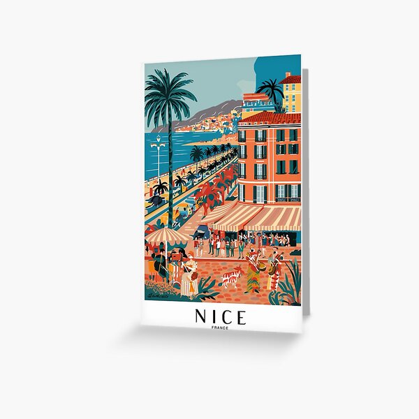 Item preview, Nice, France. Vibrant and Colorful StreetScape Travel Poster.  Abstract Art By Carraann  designed and sold by Carraann .