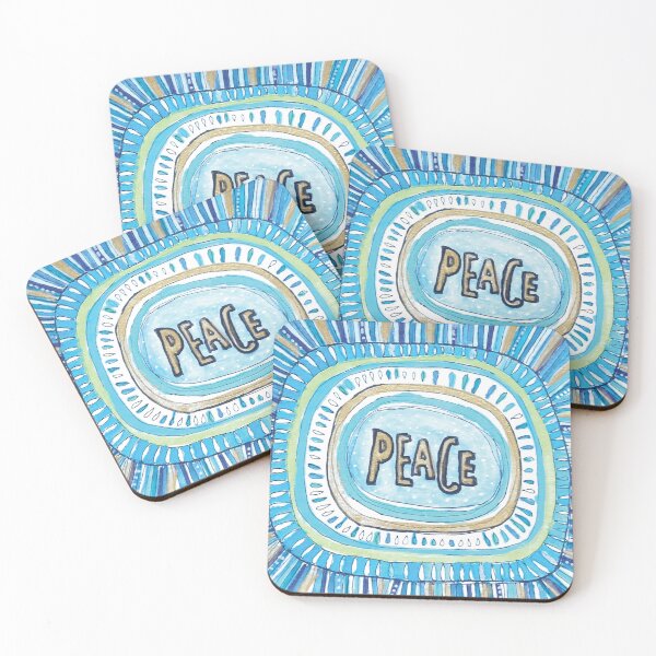 Item preview, Peace -  meditative doodle in blue and gold designed and sold by CSheehanArt.