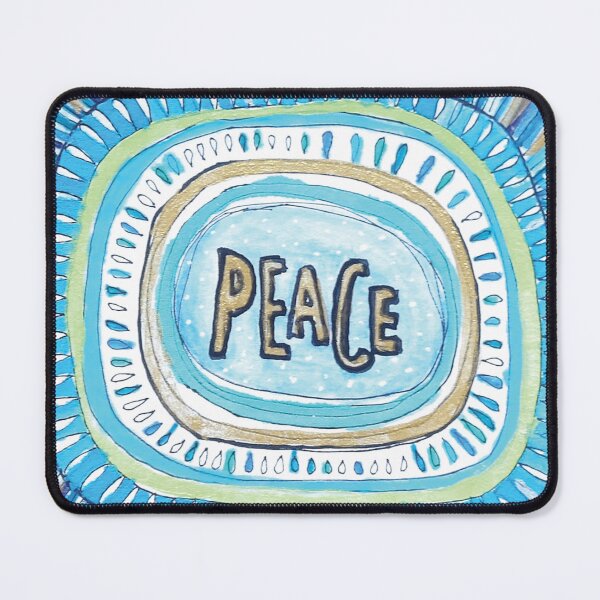 Item preview, Peace -  meditative doodle in blue and gold designed and sold by CSheehanArt.