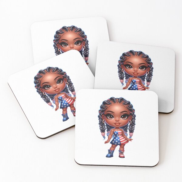 Item preview, 4Th July Chibi Girl, 4Th July Afro American Chibi,  Afro Chibi Girl, Black  American Chibi Doll, Afro Chibi Doll, Independence Day Chibi Girl, Happy American Day, American Holiday.. designed and sold by gabrielakrall.