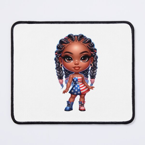 Item preview, 4Th July Chibi Girl, 4Th July Afro American Chibi,  Afro Chibi Girl, Black  American Chibi Doll, Afro Chibi Doll, Independence Day Chibi Girl, Happy American Day, American Holiday.. designed and sold by gabrielakrall.