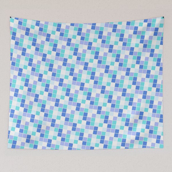 Item preview, Colorful Square Geometry Blocks Blue Theme designed and sold by EvergreenMotifs.