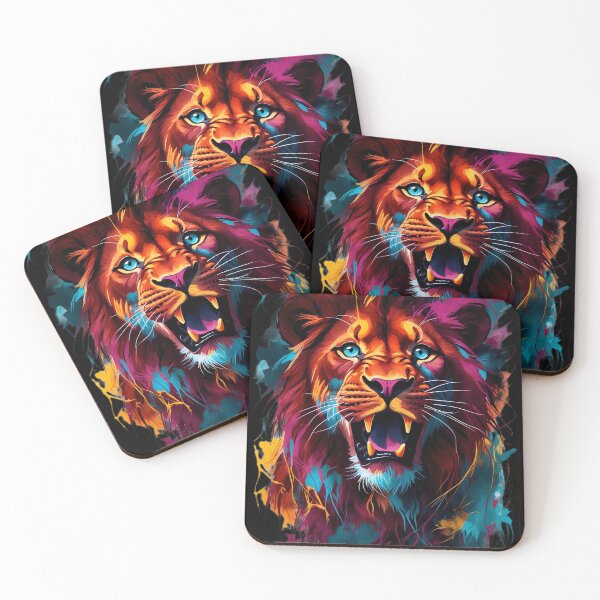 Item preview, Roaring Majesty: A Symphony of Colourful Lion Art designed and sold by ArtComixHaven.
