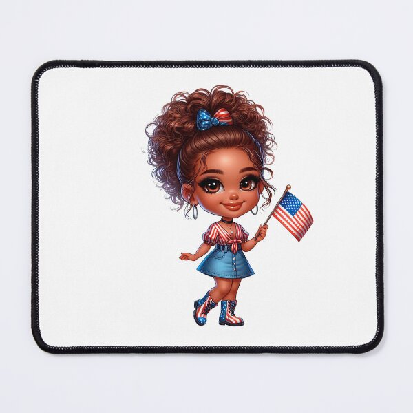 Item preview, 4Th July Afro Chibi Girl, 4Th July Afro American Chibi,  Afro Chibi Girl, Black  American Chibi Doll, Afro Chibi Doll, Independence Day Chibi Girl, Happy American Day, American Holiday.. designed and sold by gabrielakrall.