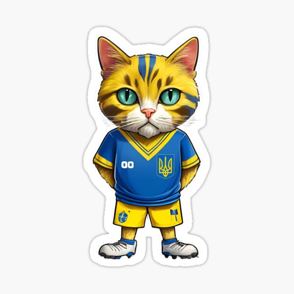 Item preview, UKRAINE Sports Team: a Cat wearing colours of Ukrainian Flag D16 designed and sold by PerfectDay2Play.