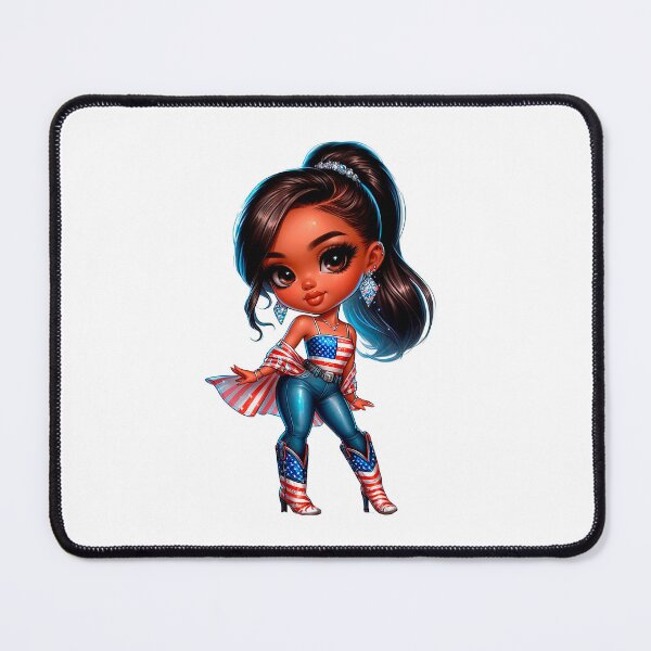 Item preview, 4Th July Black Chibi Doll, 4Th July Afro American Chibi,  Afro Chibi Girl, Black  American Chibi Doll, Afro Chibi Doll, Independence Day Chibi Girl, Happy American Day, American Holiday.. designed and sold by gabrielakrall.