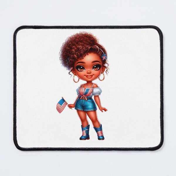 Item preview, 4Th July Black Chibi Girl, 4Th July Afro American Chibi,  Afro Chibi Girl, Black  American Chibi Doll, Afro Chibi Doll, Independence Day Chibi Girl, Happy American Day, American Holiday.. designed and sold by gabrielakrall.
