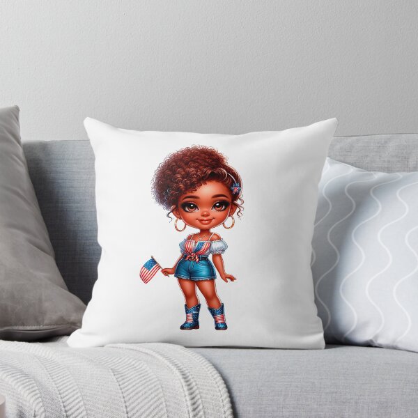 Item preview, 4Th July Black Chibi Girl, 4Th July Afro American Chibi,  Afro Chibi Girl, Black  American Chibi Doll, Afro Chibi Doll, Independence Day Chibi Girl, Happy American Day, American Holiday.. designed and sold by gabrielakrall.